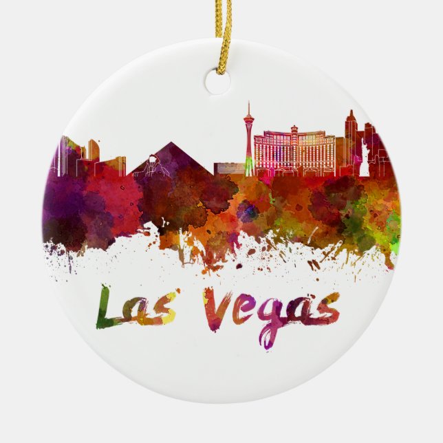 Las Vegas skyline in watercolor Julgransprydnad Keramik (Framsidan)