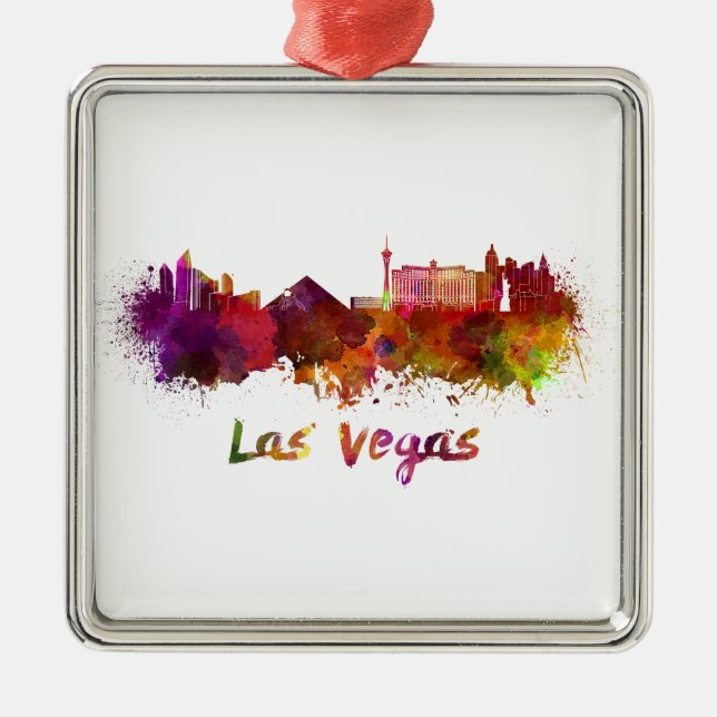 Las Vegas skyline in watercolor Julgransprydnad Metall (Framsidan)