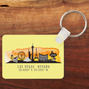 Las Vegas Skyline Latitude och Longitud Nyckelring