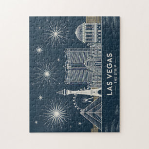 Las Vegas Skyline Minimalist Line Art Cityscape Pussel