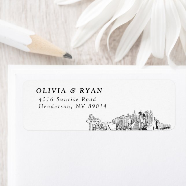 Las Vegas Skyline Modern Returetiketters Returadress Etikett (Insitu)