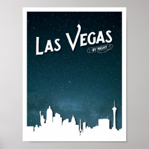 Las Vegas skyline över natten, Las Vegas, Nevada Poster