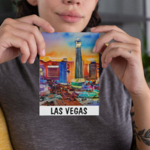 Las Vegas Skyline Watercolor Vykort