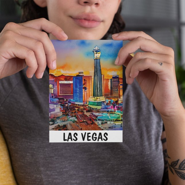 Las Vegas Skyline Watercolor Vykort (las vegas watercolor skyline postcard)