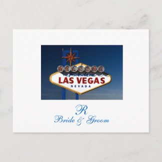 Las Vegas-skylt Foto Spara datum-kort Meddelande Vykort