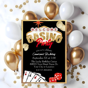 Las Vegas-skylt Guld Casino-fest Inbjudningar