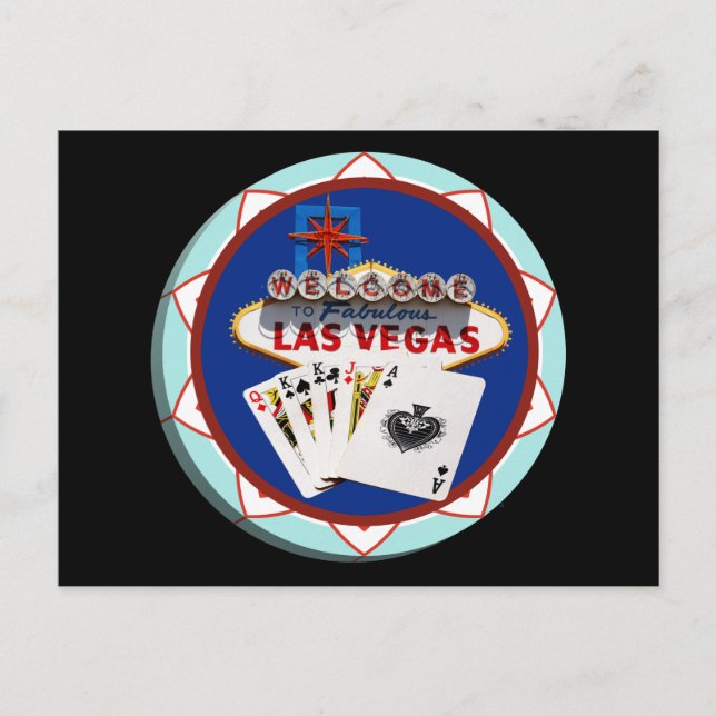 Las Vegas-skylt & Kort Pokerchip (Framsida)