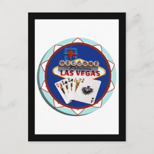Las Vegas-skylt & kort pokerkort