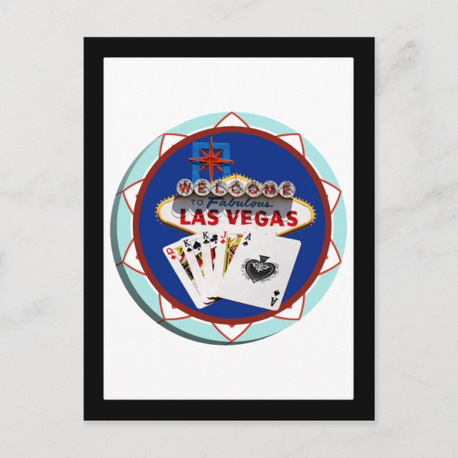 Las Vegas-skylt & kort pokerkort (Framsida)