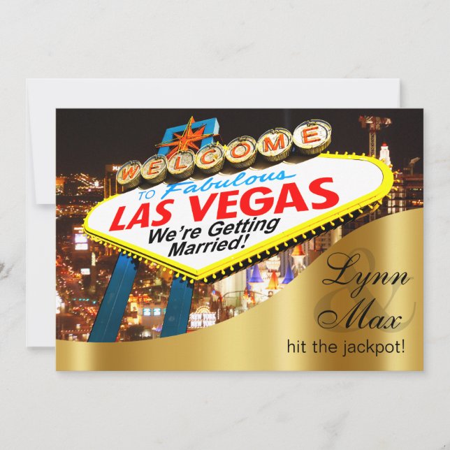 Las Vegas-skylten Informell rolig bröllop Inbjudningar (Framsida)