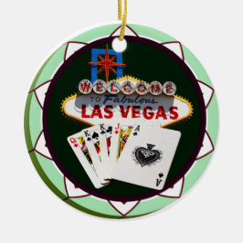 Las Vegas-skylten och två Kings-pokerchip Julgransprydnad Keramik