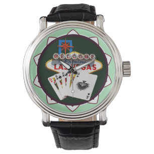 Las Vegas-skylten och två kungar pokerchip Armbandsur
