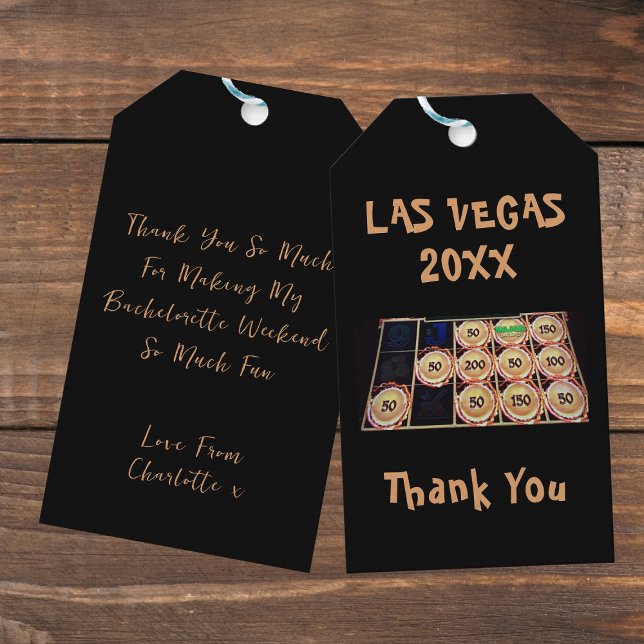 Las Vegas Slots | Tack för Bachelorette Presentetikett (Back And Front)