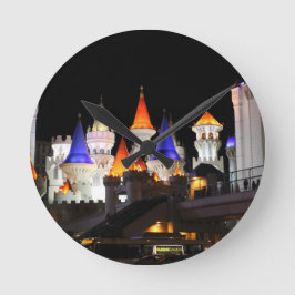 Las Vegas Slott Hotell Spelande Vegas Stad Färgrik Rund Klocka