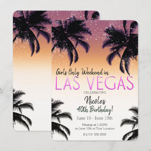 Las Vegas-sommarflickor Helg Födelsedagsfest Inbjudningar