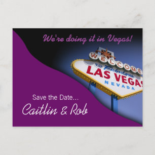 Las Vegas sparar datumet (lila) Meddelande Vykort
