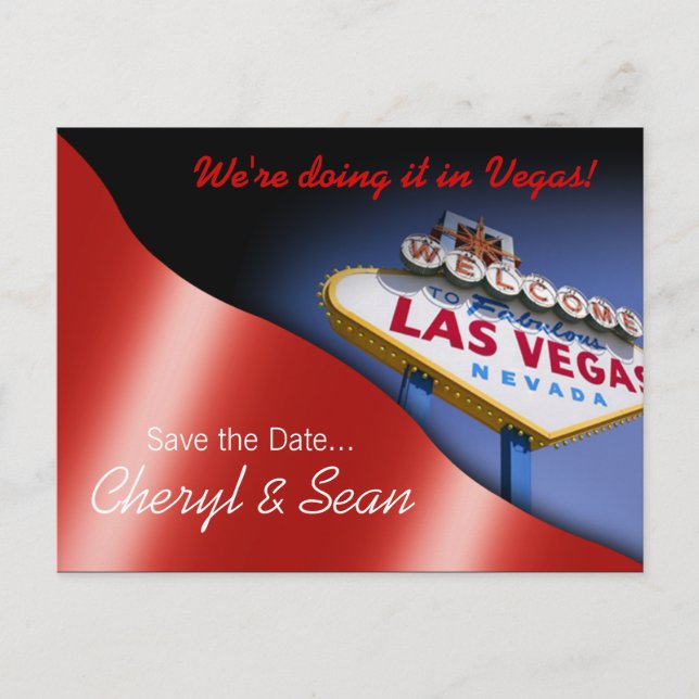 Las Vegas sparar datumet (metallrött) Meddelande Vykort (Framsida)