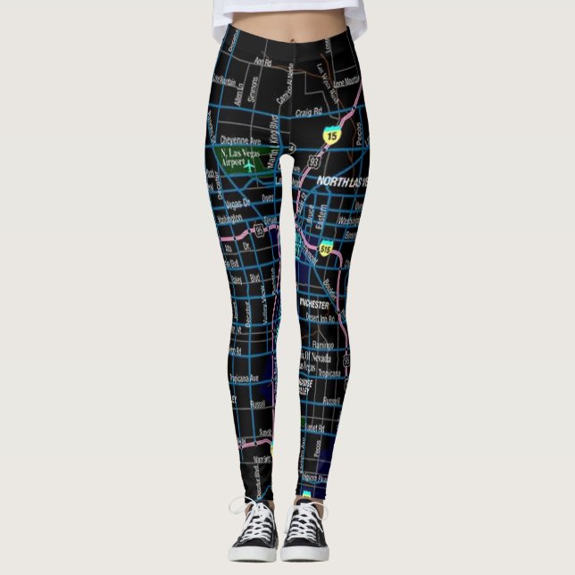 Las Vegas stadskarta Leggings (Framsida)