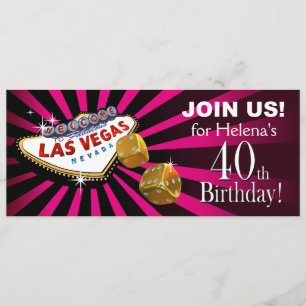 Las Vegas Starburst 40:e födelsedagskorpan svart Inbjudningar