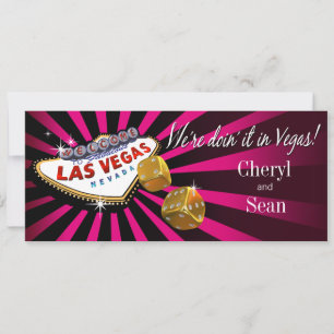 Las Vegas Starburst Bröllop fuschia black guld Inbjudningar