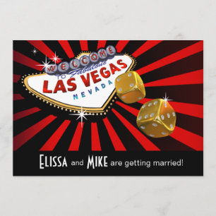Las Vegas Starburst Bröllop röd svart guld Inbjudningar