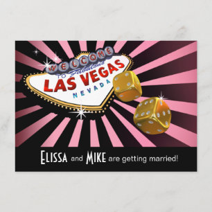Las Vegas Starburst Bröllop rosa svart guld Inbjudningar