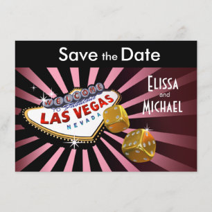 Las Vegas Starburst Save Date rosa black guld Spara Datumet