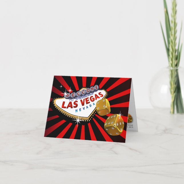 Las Vegas Starburst Wedding Reception röd svart Inbjudan (Framsida)