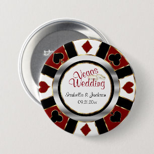 Las Vegas Stil Bröllop Mörk Red och Guld Knapp