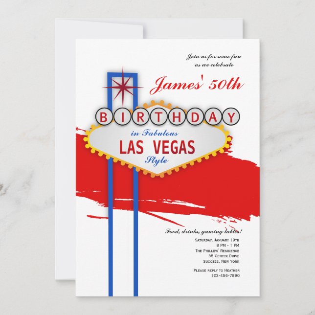 Las Vegas Stil födelsedagsinbjudan Inbjudningar (Framsida)