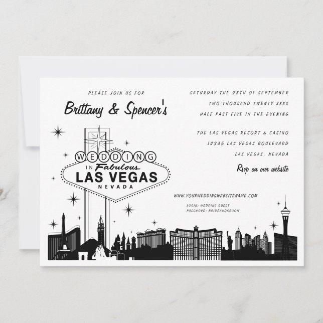 Las Vegas Strip | Bröllopsinbjudan till Las Vegas Inbjudningar (Framsida)