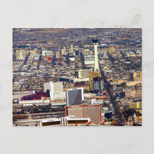 Las Vegas Strip & Downtown Aerial Bild Postcard Vykort (Framsida)