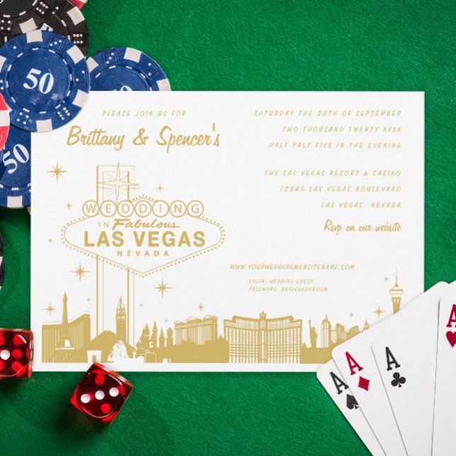 Las Vegas Strip Guld bröllopsinbjudan Inbjudningar (Skapare uppladdad)
