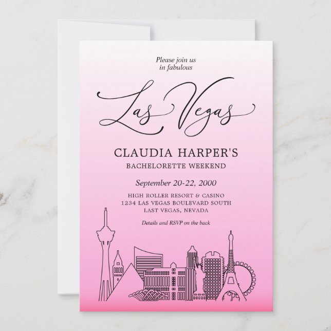 Las Vegas Strip Henparty Weekend Inbjudningar (Framsida)