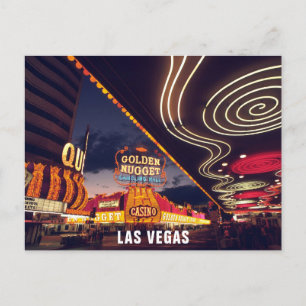 Las Vegas Strip i Night Casino Neon Ljus Vykort