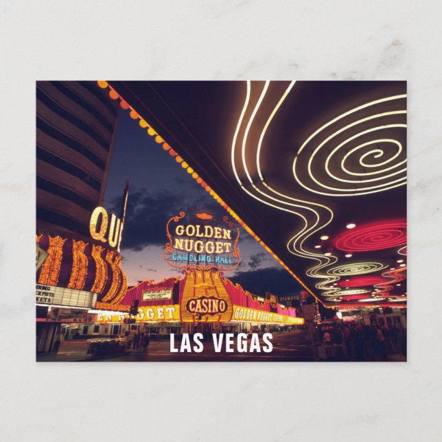 Las Vegas Strip i Night Casino Neon Ljus Vykort (Framsida)
