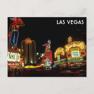 Las Vegas Strip i Night Casino Neon Ljus Vykort