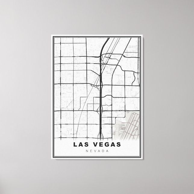 Las Vegas Strip Karta Canvastryck (Framsida)