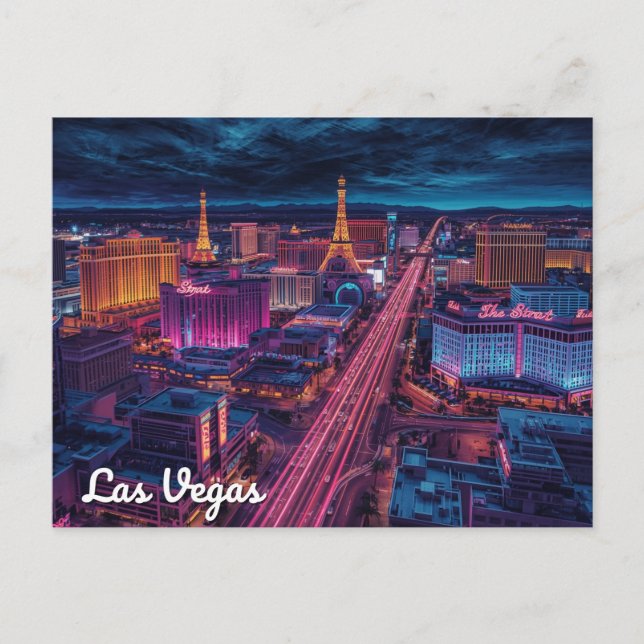 Las Vegas Strip Natt Stad Konst Vykort (Framsida)