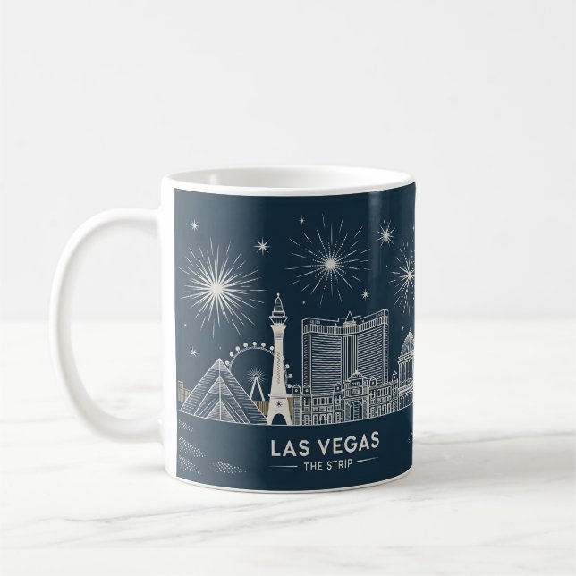 Las Vegas Strip Nevada Skyline Line Art Cityscape Kaffemugg (Vänster)