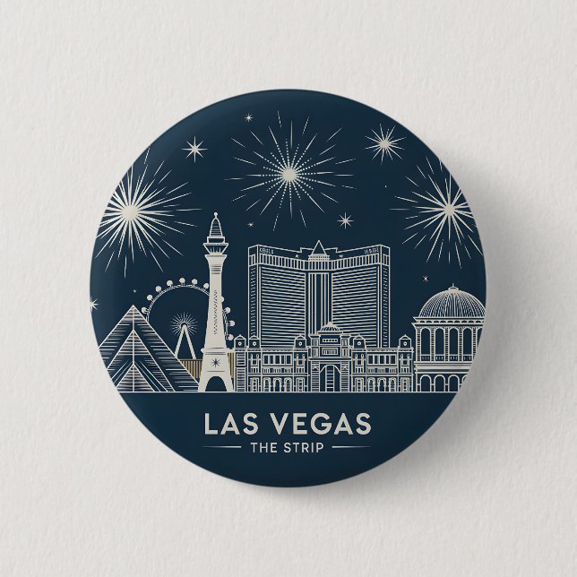 Las Vegas Strip Nevada Skyline Line Art Cityscape Knapp (Framsida)