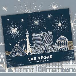 Las Vegas Strip Nevada Skyline Line Art Cityscape Vykort