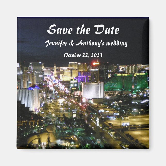 Las Vegas Strip Photo Bröllop Date Plans Magnet (Framsidan)