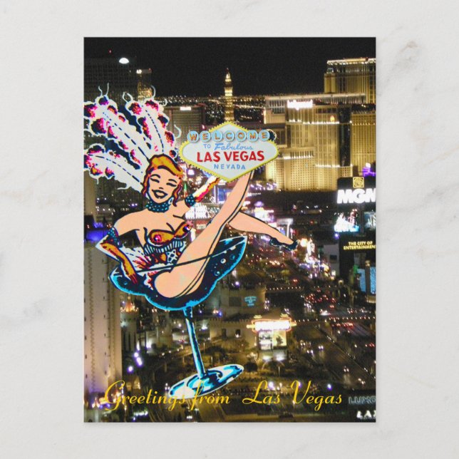 Las Vegas Strip, Showgirl och Welcome Sign Vykort (Framsida)