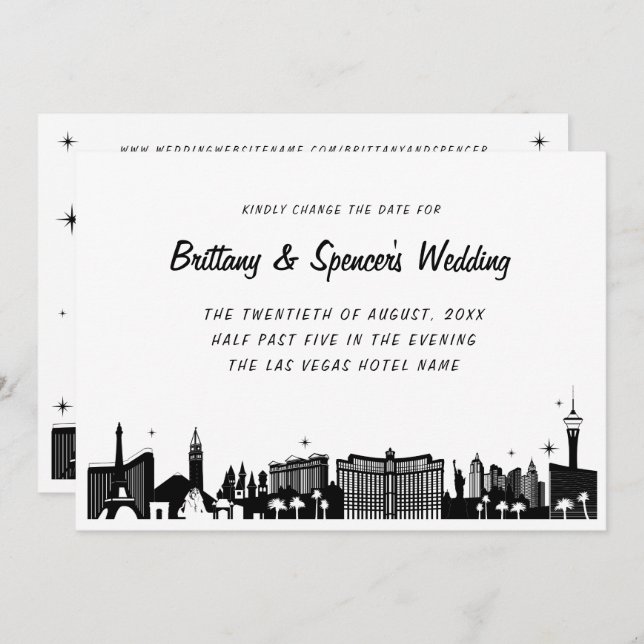 Las Vegas Strip Skyline Ändra datum Inbjudningar (Fram/baksida)