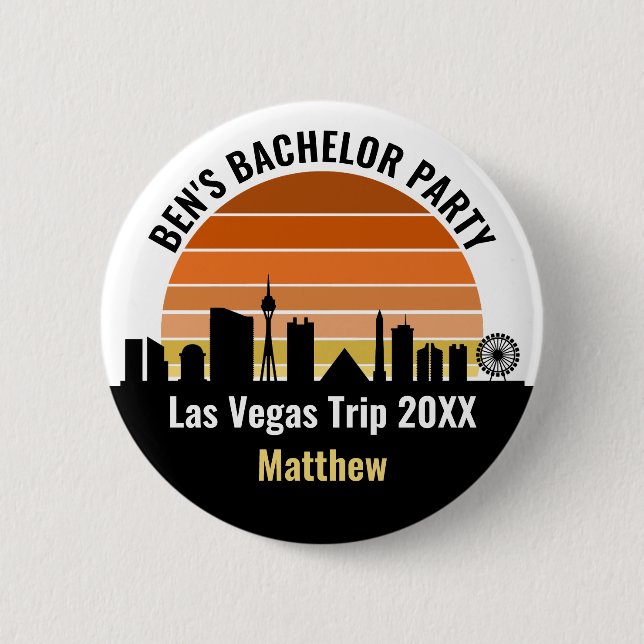 Las Vegas Strip Sunset Anpassningsbar Vacation Knapp (Framsida)