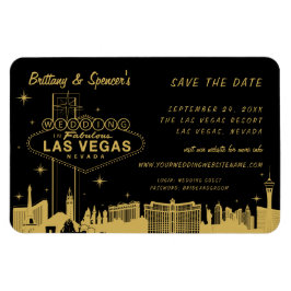 Las Vegas Strip Svart och Guld Spara datumet Magnet