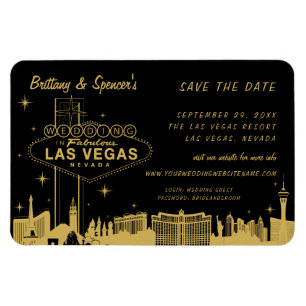 Las Vegas Strip Svart och Guld Spara datumet Magnet