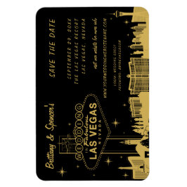Las Vegas Strip Svart och Guld Spara datumet Magnet