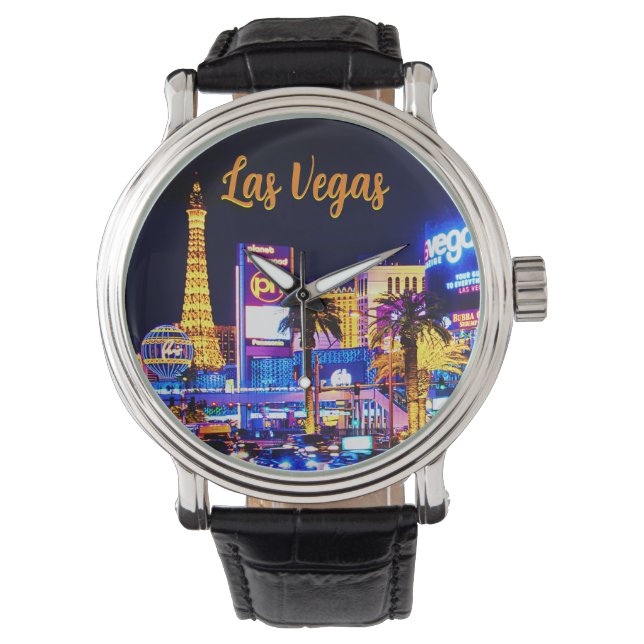 Las Vegas Strip vid Nattbevakning Armbandsur (Framsida)